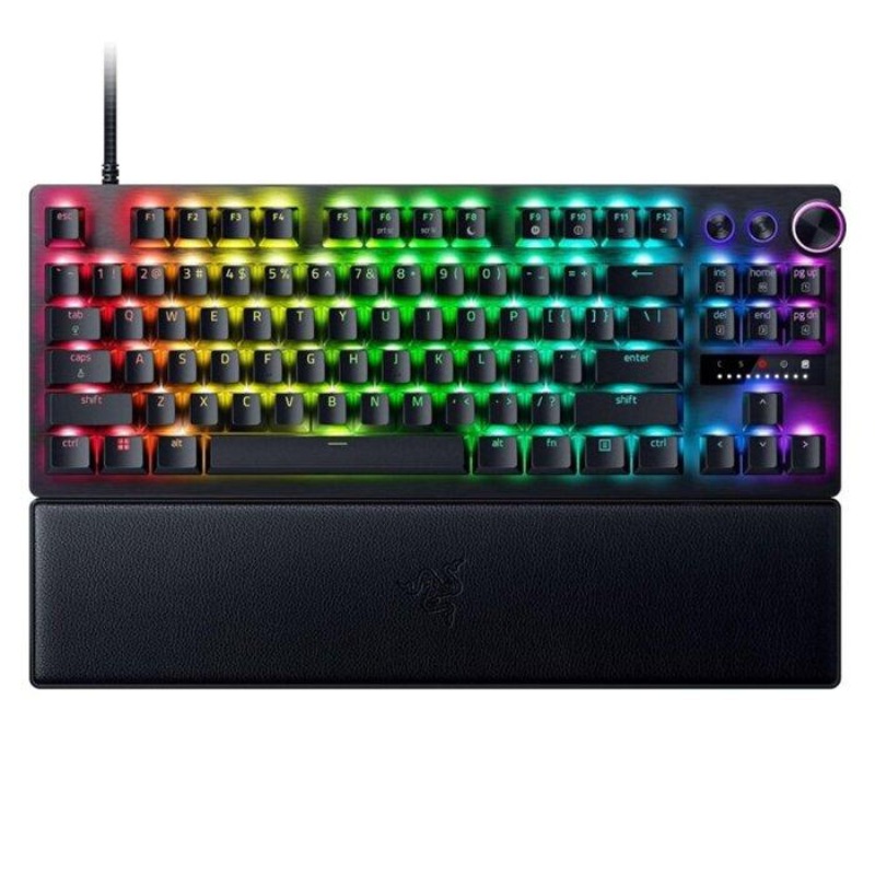 [NS016423] Razer Huntsman V3 Pro TKL Gaming Keyboard: Analog Optical Switches, Rapid Trigger & Adjustable Actuation, Media Keys & Dial, Doubleshot PBT Keycaps - Wrist Rest - Black