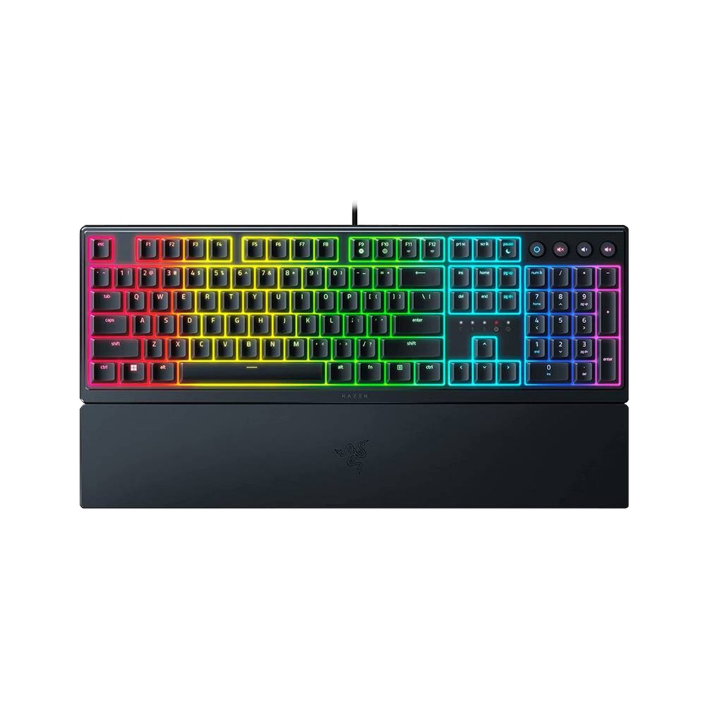 [NS006098] Razer Ornata V3 Gaming Keyboard: Low-Profile Keys, Mecha-Membrane Switches, UV-Coated Keycaps, Backlit Media Keys, 10-Zone RGB Lighting, Spill-Resistant, Magnetic Wrist Wrest - Black