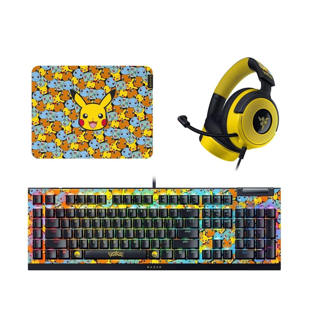 [NS031564] Razer Pokémon Edition Bundle - Razer BlackWidow V4 X Wired Keyboard + Razer Kraken V4 X Wired Gaming Headset + Razer GIGANTUS V2 M Gaming Mouse Pad