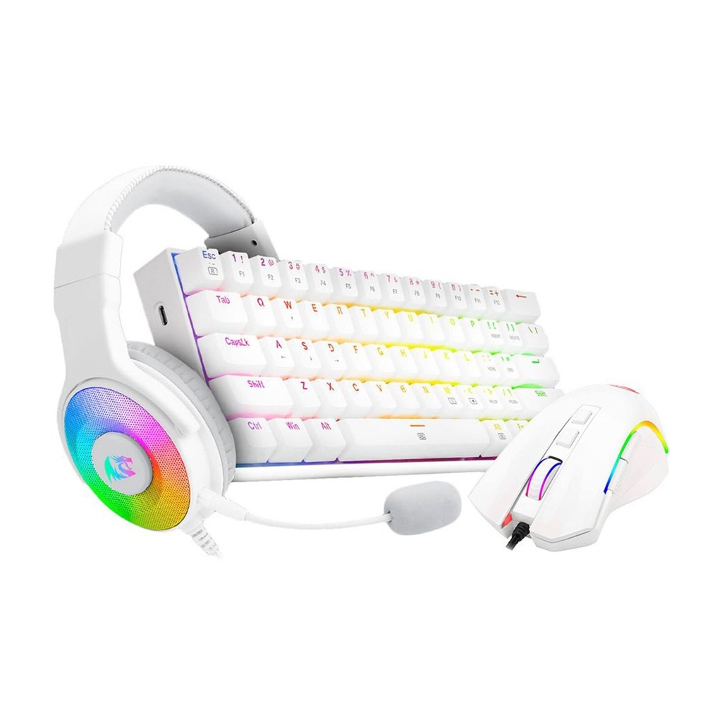 [NS015019] Redragon S129W 3in1 Gaming Mouse, Headset and Keyboard Combo - White