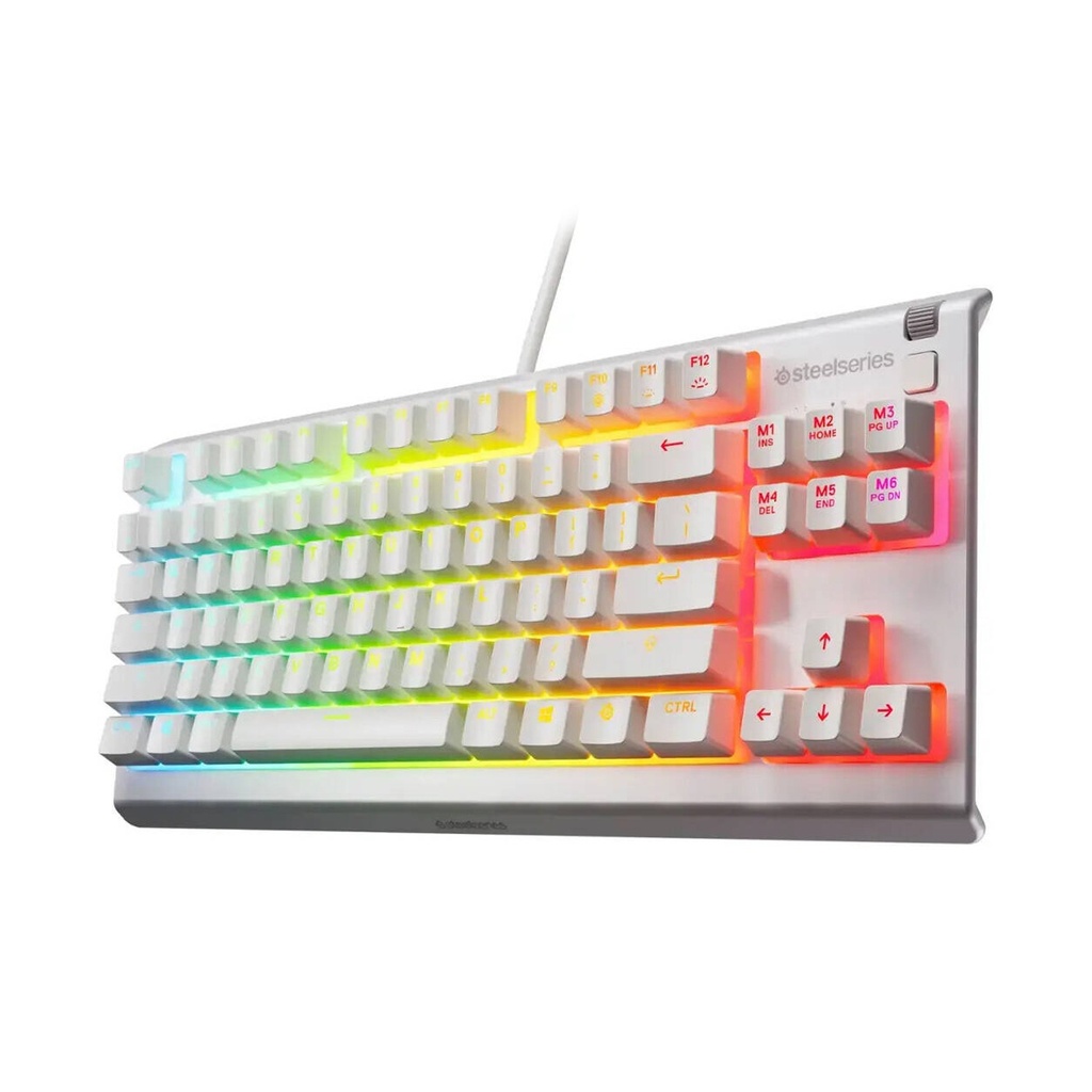 SteelSeries Apex 3 TKL Wired Gaming Keyboard Compact Design, Anti-Ghosting, Water And Dust Resistent, Whisper Quiet Switches - White