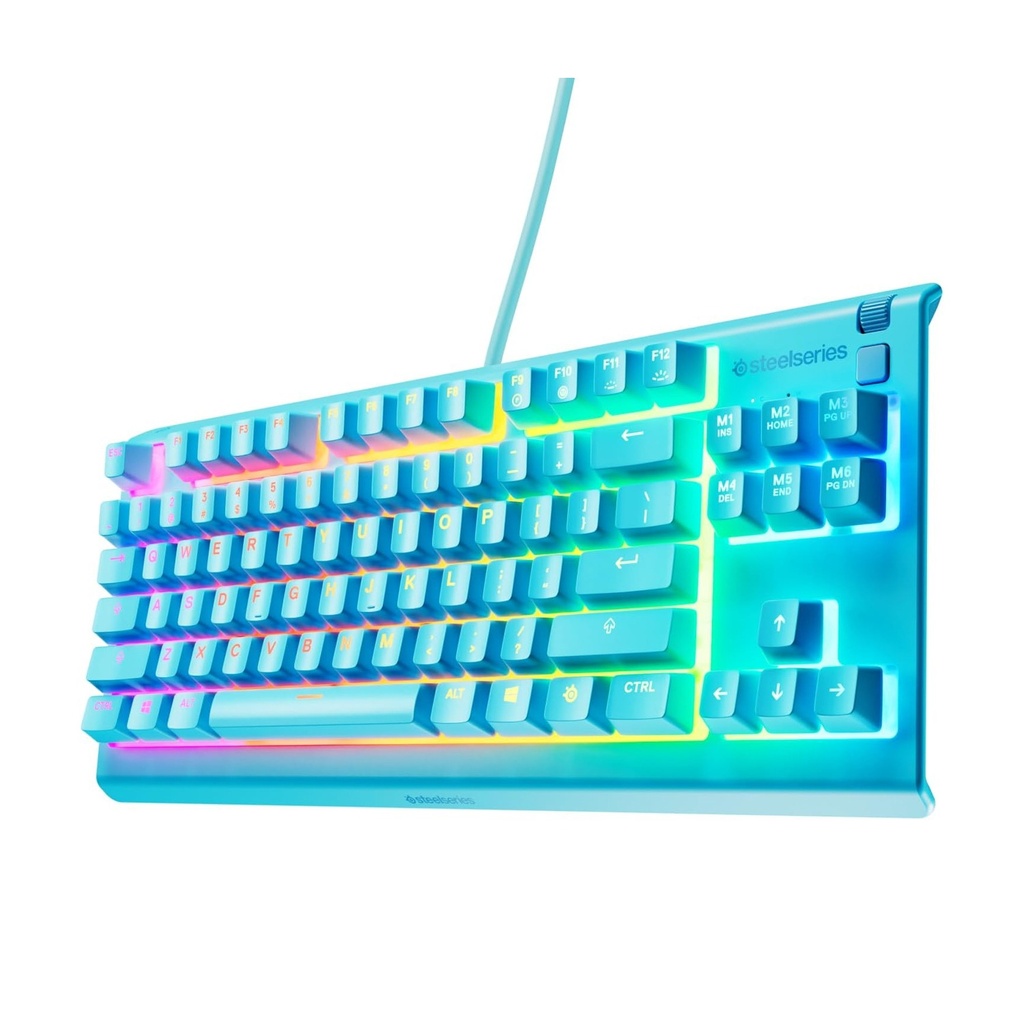 SteelSeries Apex 3 TKL Wired RGB Gaming Keyboard Water and Dust Resistant Whisper Quiet Switches - Aqua