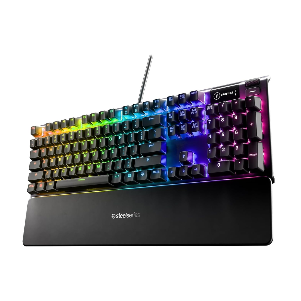 [NS007474] SteelSeries Apex 5 Hybrid Blue Switch RGB Mechanical Gaming Keyboard, Illumination OLED Smart Display, Premium Magnetic Wrist Rest, Dedicated Multimedia Controls, For PC/PS5 & Xbox