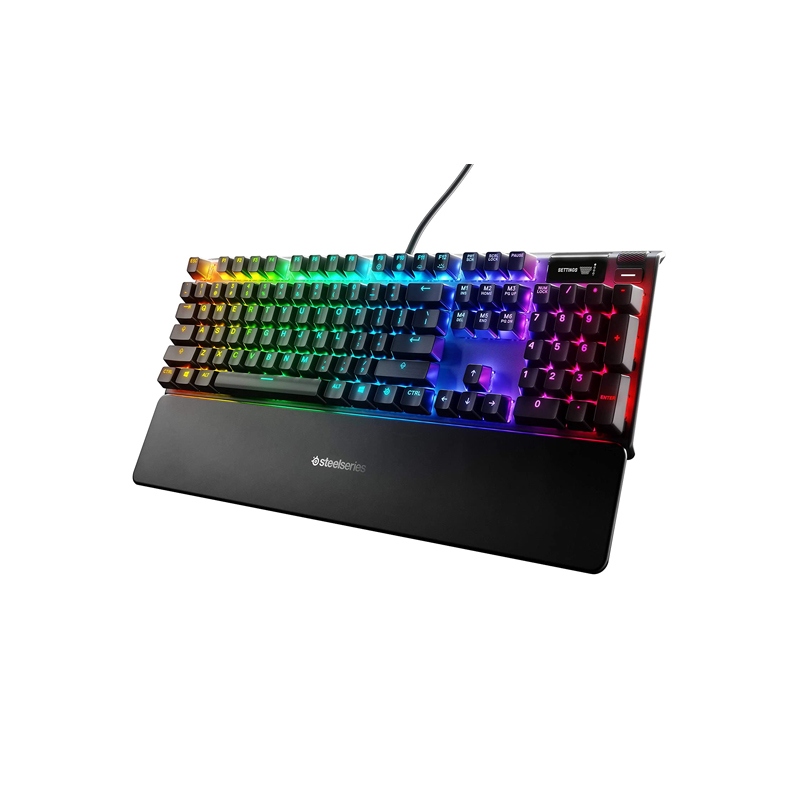 SteelSeries Apex Pro Mechanical Gaming Keyboard, OLED Smart Display, Omnipoint 2.0 Adjustable Hyper Magnetic Switches, Detachable Magnetic Wrist Rest, USB Passthrough, For PC/PS5 & Xbox