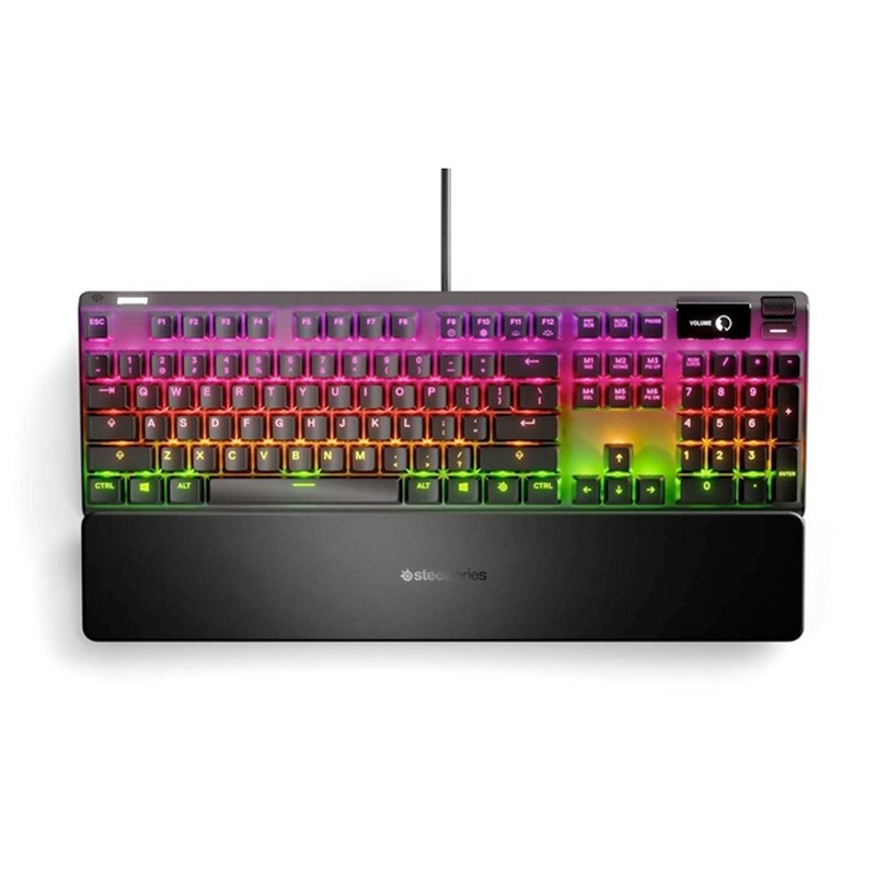 SteelSeries Apex Pro Mechanical Gaming Keyboard, Wired-USB Connectivity, Full Size, OLED Smart Display, OmniPoint - Linear & Silent Switches, Detachable Magnetic Wrist Rest - Black | US 64626