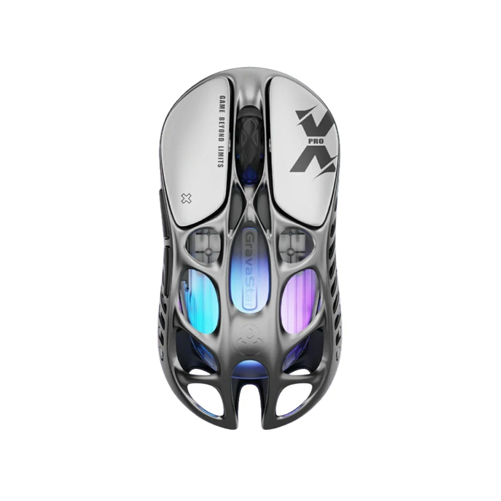 [NS031646] Gravastar Mercury X Pro Magnesium Alloy Frame Wireless/Bluetooth/Wired Gaming Mouse - Interstellar Silver
