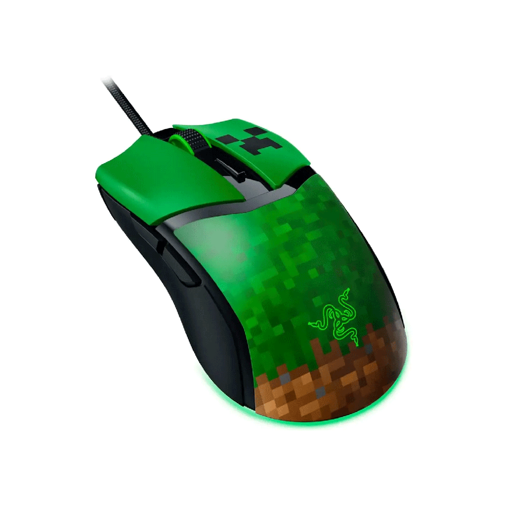 [NS028873] Razer Cobra Minecraft Edition Lightweight Optical Wired Gaming Mouse with Chroma RGB Lighting, Razer Gen‑3 Optical Mouse Switches - Green