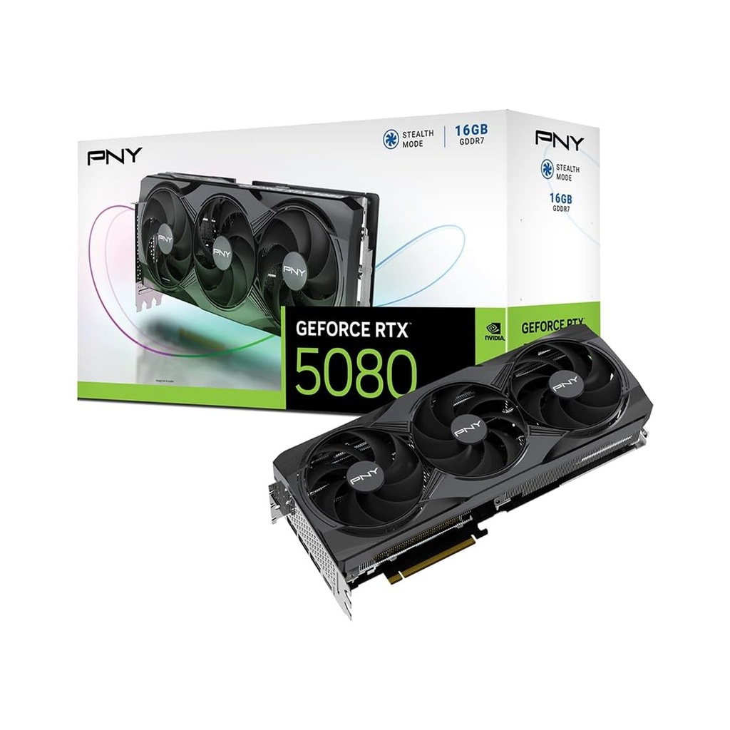[NS028264] PNY GeForce RTX 5080 16GB Stealth Mode OC PCIe 5.0 GDDR7 Graphic Card