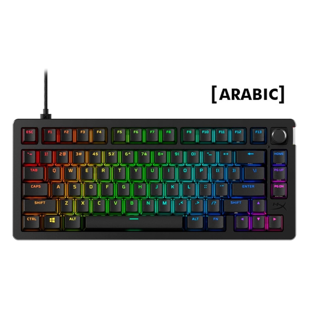 HyperX Alloy Rise 75% RGB Wired Gaming Keyboard Red Linear Switch (English/Arabic) For PC,PS5,PS4,Xbox Series X|S & Xbox One