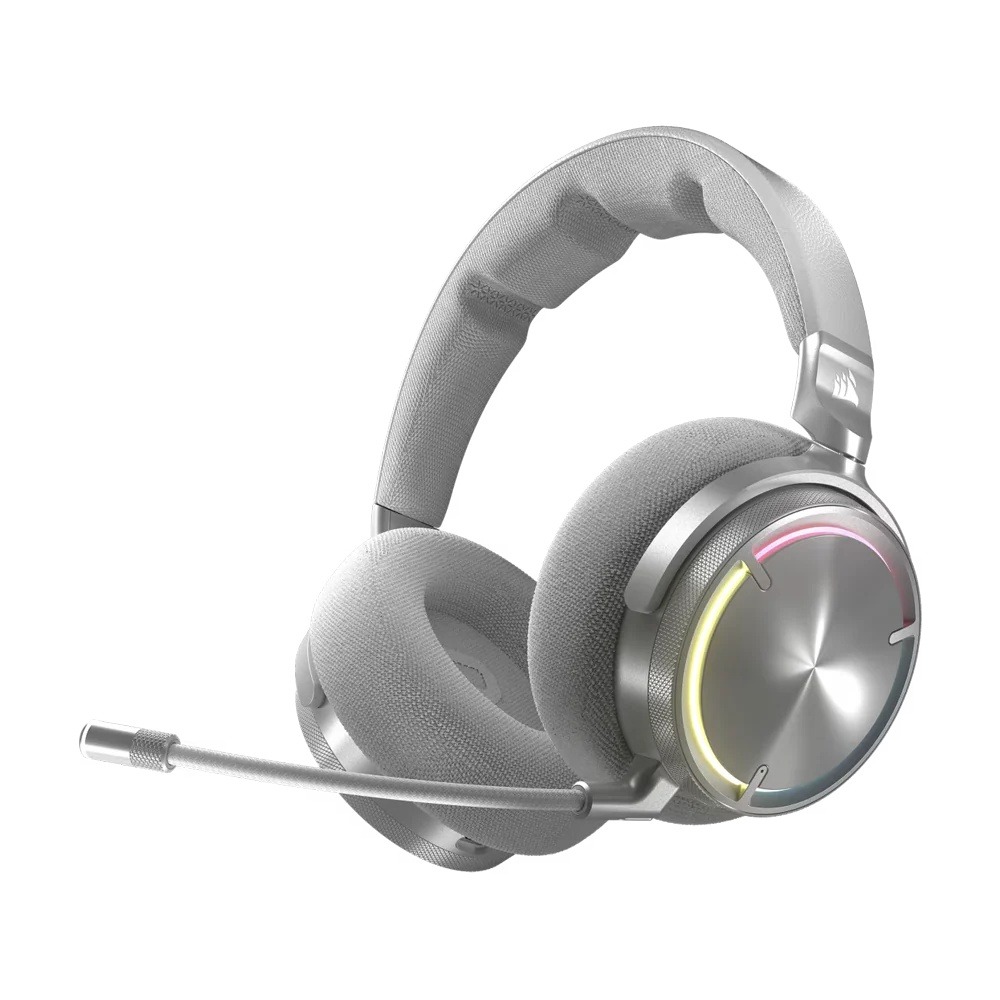 [NS032313] Corsair Virtuoso MAX Wireless Gaming Headset – Dolby Atmos, Active Noise Cancelling, Sonarworks SoundID, Simultaneous 2.4GHz Wireless & Bluetooth, 50mm Graphene Drivers, PC, Mac, PS5/PS4 – Silver