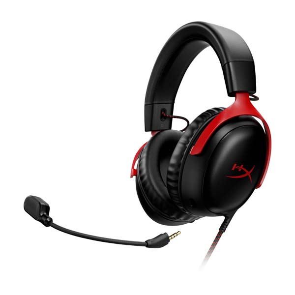 [NS014626] HyperX Cloud III – Wired Gaming Headset, PC, PS5, Xbox Series X|S, Switch, Mobile Angled 53mm Drivers, DTS,USB-C, USB-A, 3.5mm – (Black/Red)