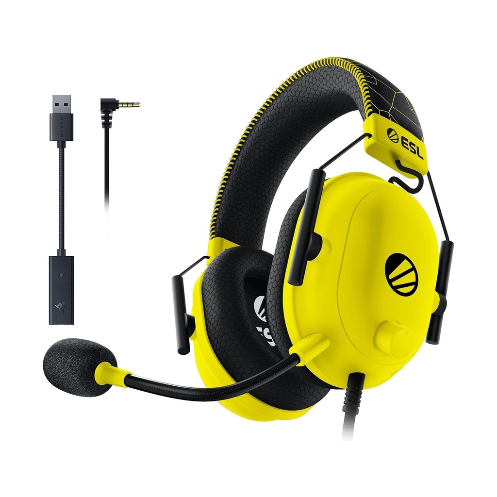 Razer BlackShark V2 ESL Edition Wired (3.5mm & USB DAC) Gaming Headset,THX Spatial 7.1 Surround Sound, Detachable Advanced Passive Noise Cancellation Mic - For PC,PS4/PS5,Switch & Xbox