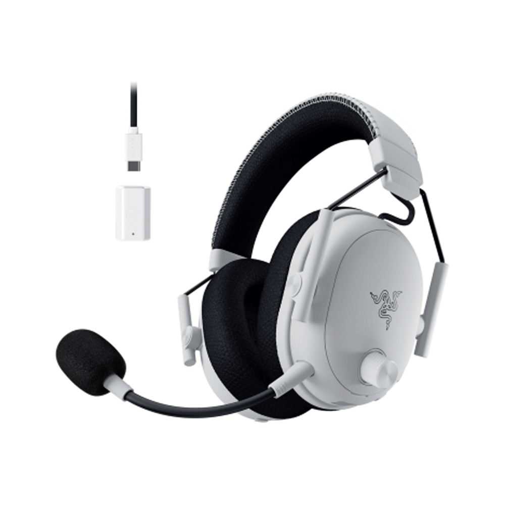 Razer BlackShark V3 Pro Wireless ANC Gaming Headset, Wireless / Bluetooth / USB Wired / 3.5 mm, Detachable Mic, Works with Mac/PC, PS5™, PS4, Switch, Smartphone, 70 hours Battery life, White | RZ04-05400200-R3M1