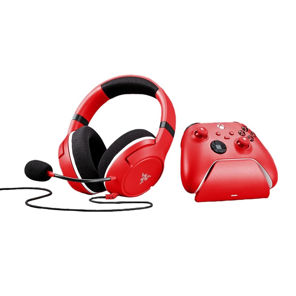 [NS011340] Razer Essential Duo Bundle Kaira X Wired Headset For Xbox Universal Quick Charging Stand For Xbox Controllers - Pulse Red