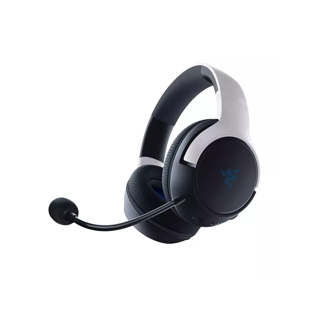 [NS011336] Razer Kaira HyperSpeed Wireless Gaming Headset for PlayStation: 50mm Drivers, HyperClear Cardioid Mic, Memory Foam Cushions, Bluetooth, 30 Hr Battery for PS5, PS4, PC, Mobile - White & Black