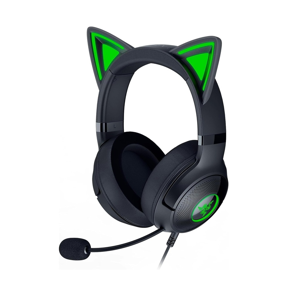 [NS014133] Razer Kraken Kitty V2 USB Wired RGB Gaming Headset: Chroma Kitty Ears, Stream Reactive Lighting, HyperClear Cardioid Mic, 7.1 Surround Sound For PC, PS4, PS5 - Black