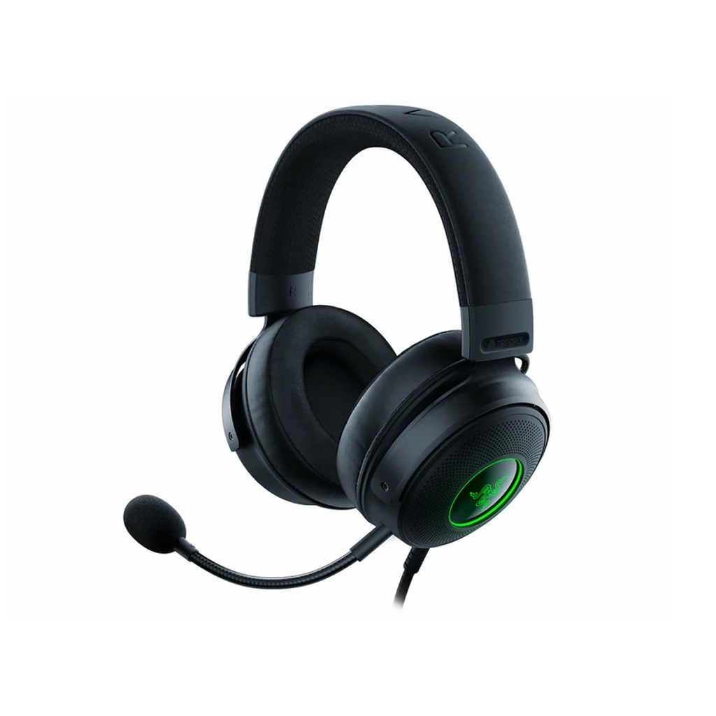 [NS009125] Razer Kraken V3 X Wired USB Gaming Headset: HyperClear Cardioid Mic, Oval Ear Cushions, Hybrid fabric, memory foam ear cushions, USB Type A, Surround sound, Chroma RGB, For PC, PS4 - Black