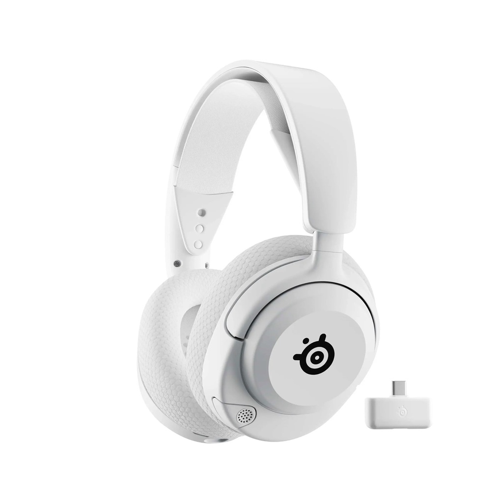 SteelSeries Arctis Nova 5P Wireless/Bluetooth Gaming Headset AI Noise Cancellation ClearCast 2.X Retractable Mic Up to 60-Hours Battery life,Neodymium Magnetic Drivers For PC,PS5/PS4,Nintendo & Mobile Devices - White