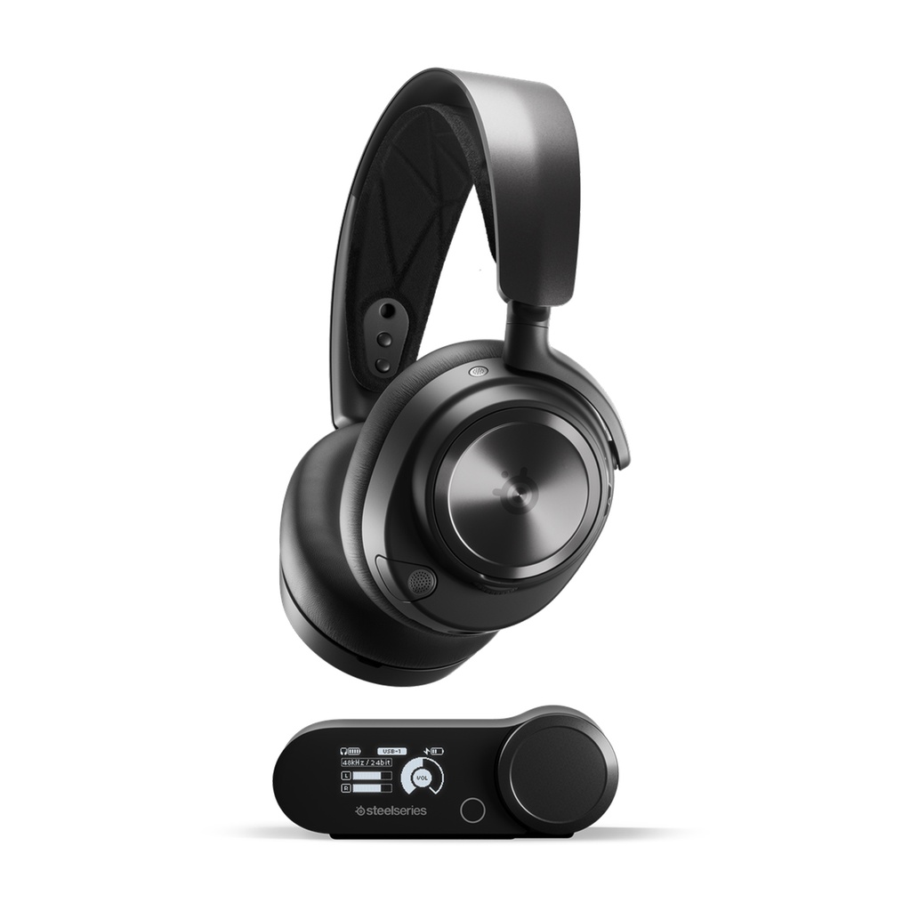 [NS008824] SteelSeries Arctis Nova Pro Wireless/Bluetooth High-Fidelity Gaming Headset, AI-Noise Cancellation Retractable Mic,Two Hot-Swappable Batteries (Each Up to 22 Hrs) For PC,PS5/PS4 Switch,Mobile & Smart Devices-Black