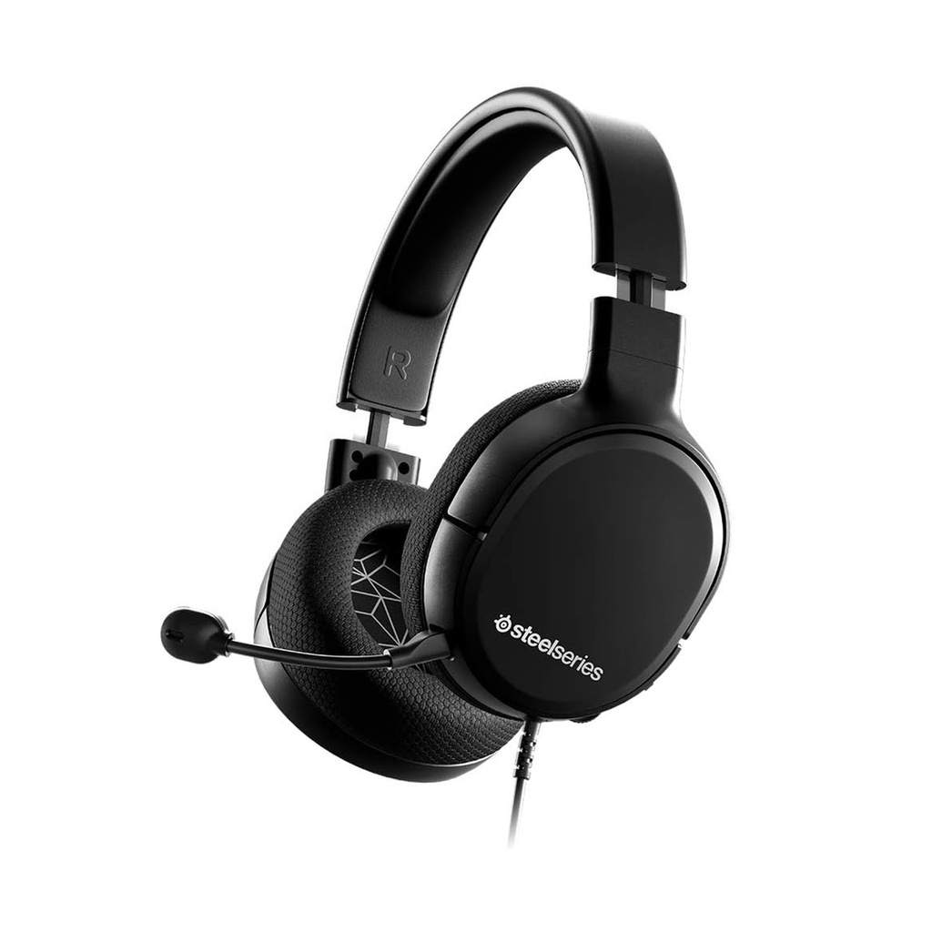 [NS030088] SteelSeries Artis 1 Wired Gaming Headset, Detachable Microphone, On-Headset Controls, For PC, Playstation, Xbox & Switch - Black