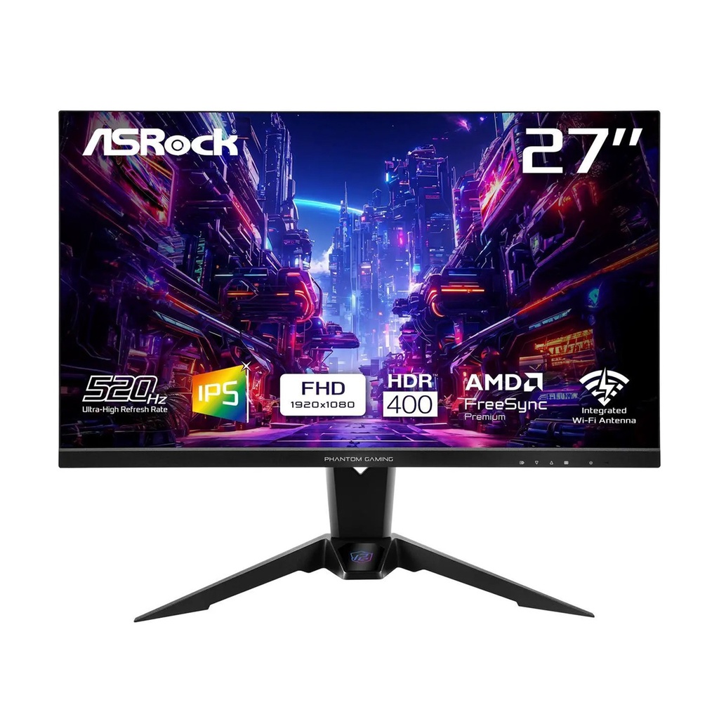 [NS032079] ASRock Phantom Gaming 27" Full HD 520Hz IPS with AMD FreeSync Premium HDR400, built-in Wi-Fi Antenna Gaming Monitor (PG27FFX2A)