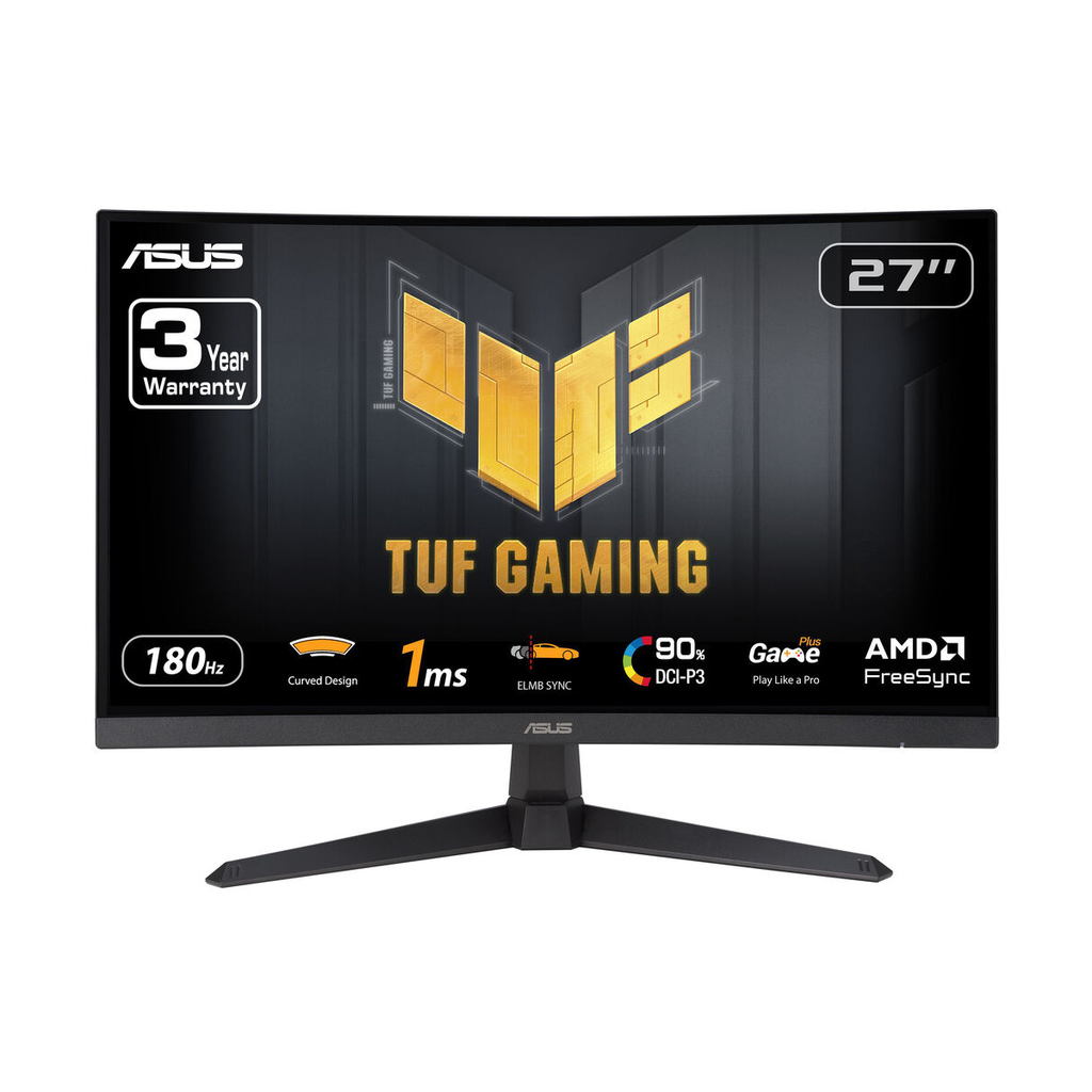[NS016786] Asus TUF Gaming (VG27VQ3B) 27" FHD VA 180Hz 1ms With AMD FreeSync Curved Gaming Monitor