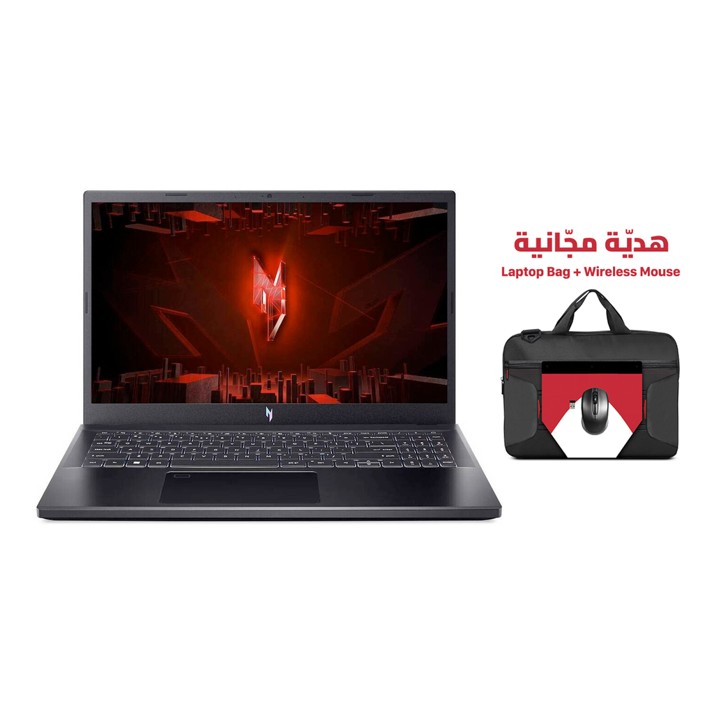 [NS030954] Acer Nitro V 15 Gaming Laptop, Intel Core i7-13620H Processor, 16GB RAM, 512GB NVMe SSD, RTX 3050 6GB VGA, 15.6" FHD IPS 165Hz Display, White Backlit Keyboard, Windows 11 Pro License - Obsidian Black (FREE Laptop Bag + Wireless Mouse)