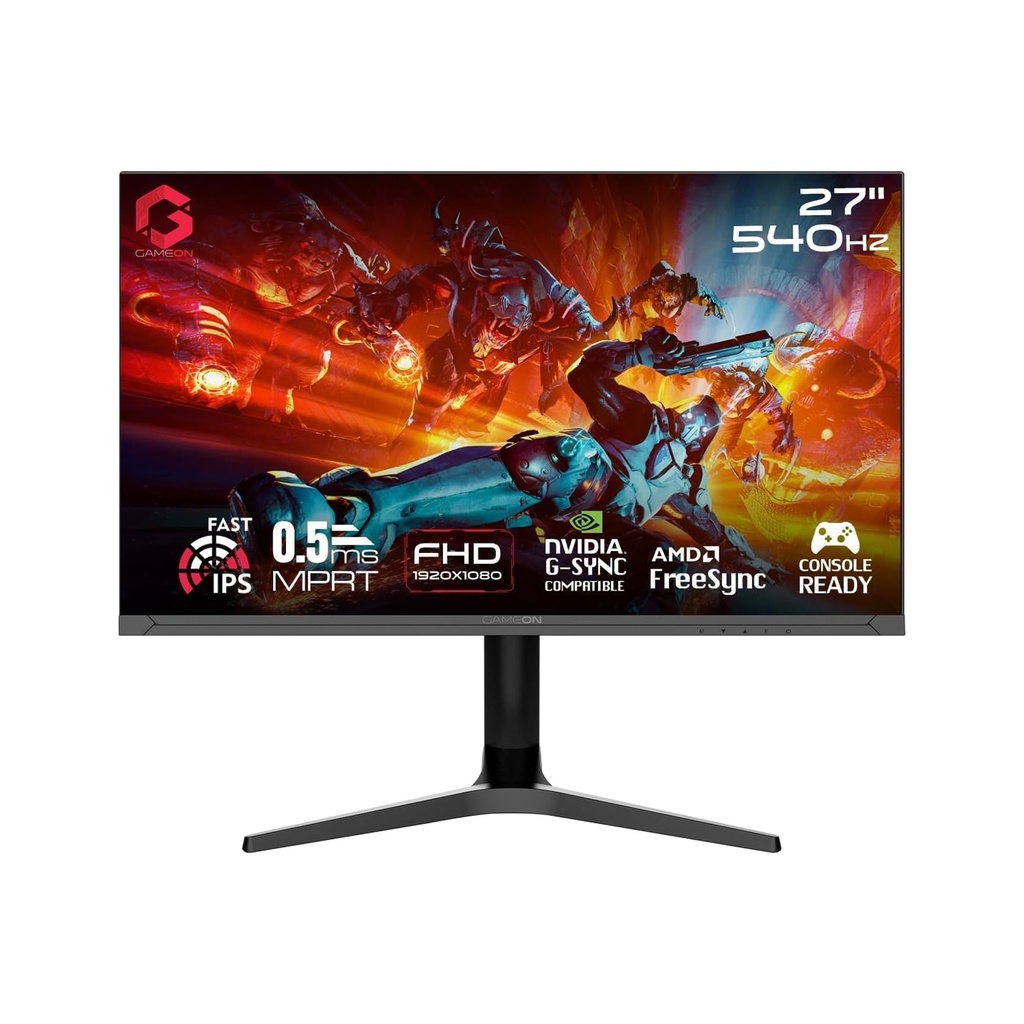 Gameon Titan Pro X Series 27" FHD IPS 540Hz 0.5ms Adustable Stand, HDMI 2.1 With AMD FreeSync Gaming Monitor - Black