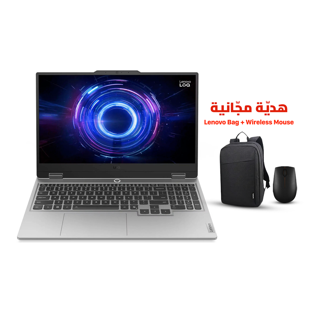 [83JE00L3PS] Lenovo Loq 15IRX10 Gaming Laptop, Intel Core i7-13700HX Processor, 24GB DDR5 RAM, 512GB NVMe SSD, NVIDIA GeForce RTX 5060 8GB VGA, 15.6" FHD 144Hz Display, White Backlit Keyboard, Windows 11 Pro License - Luna Grey (FREE Lenovo Bag + Lenovo Wireless