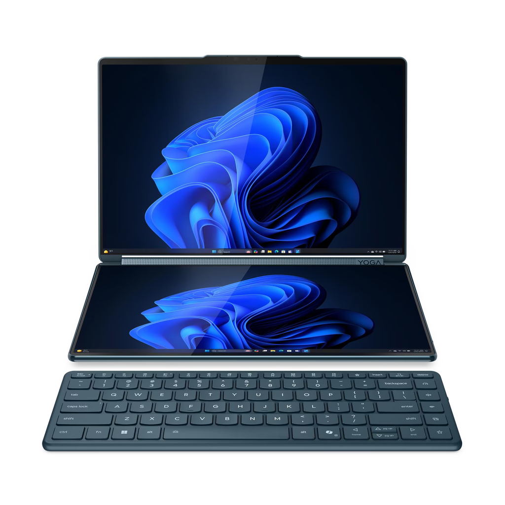 [NS032771] Lenovo Yoga Book 9 Multi-Touch Laptop Convertible, Ultra 7-255H Processor, 32GB RAM, 1TB SSD NVMe, Intel Arc 140T GPU, 14" 2.8K OLED TouchScreen, Backlit Arabic Keyboard, Lenovo Yoga Pen + Yoga Slim Mouse, Windows 11 Home - Tidal Teal | 83KJ000MAX