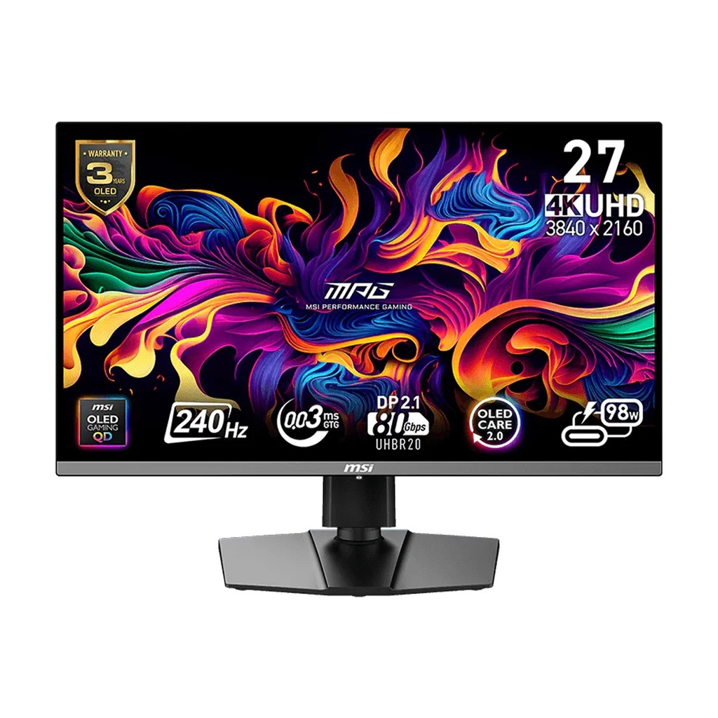 [NS032504] MSI MPG 272URX QD-OLED 27"4K UHD 240Hz 0.03ms GTG, HDMI 2.1, Type-C Display With Adaptive-Sync Gaming Monitor