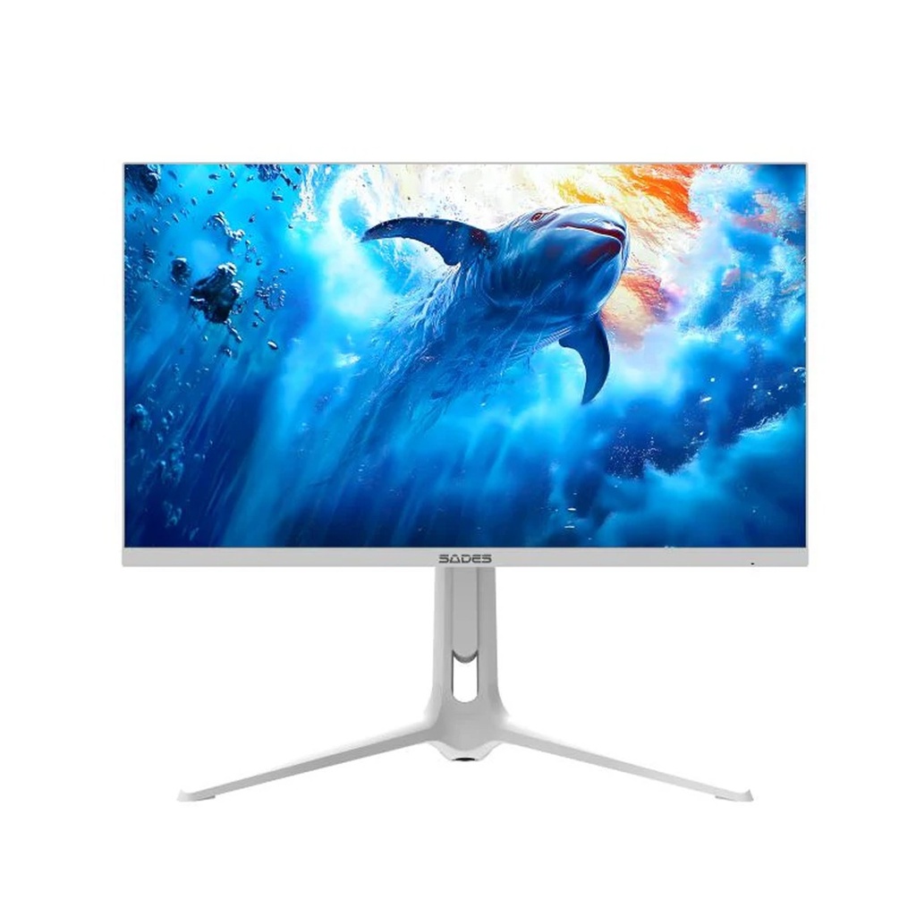 [NS029468] Sades RS-Dolphin 27" IPS Panel Dual Mode (4K 160Hz & FHD 320Hz) 0.5ms HDMI 2.1, Rear RGB Lightning Wide Angle Gaming Monitor - White