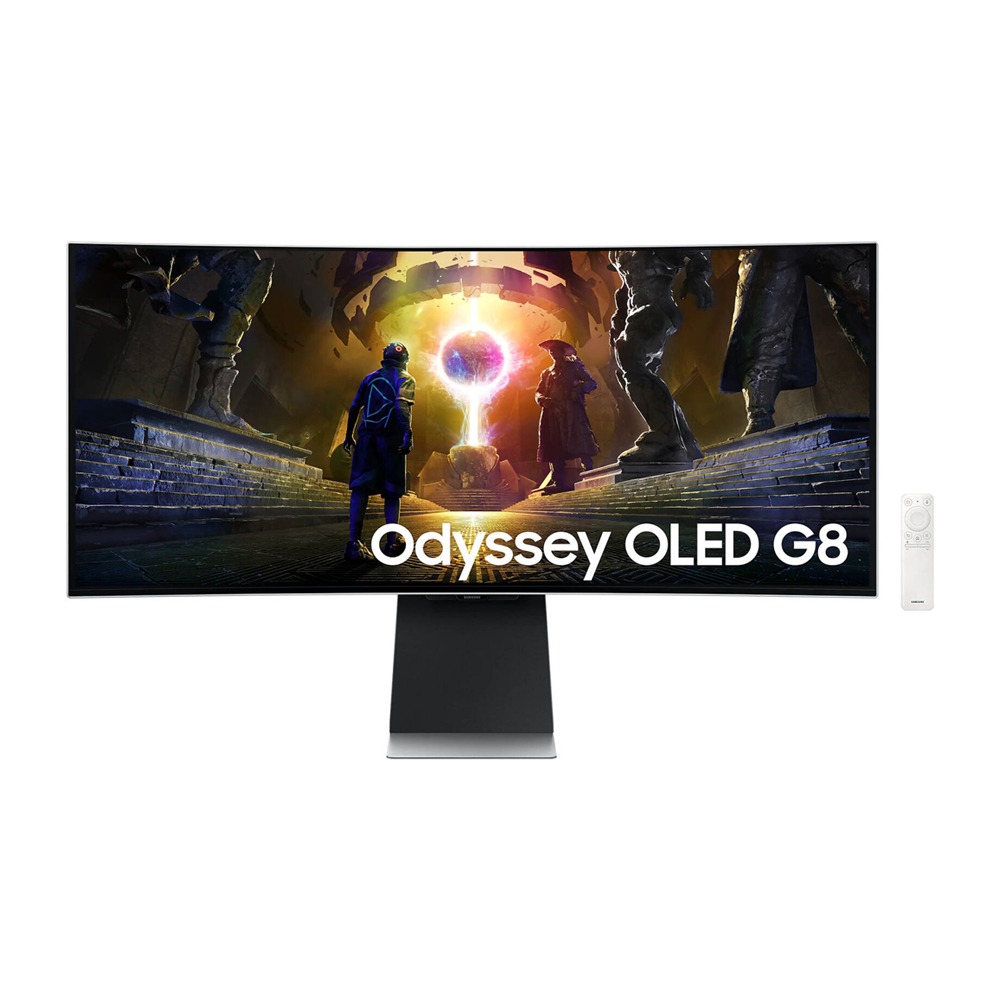 [NS028300] SAMSUNG G855D Odyssey G8 Smart Gaming Monitor, 34" OLED Display, UWQHD Resolution, 175Hz Refresh Rate, 0.03ms (GtG) Response Time, AMD FreeSync Premium Pro & G-Sync Technology, Silver | LS34DG852SMXUE