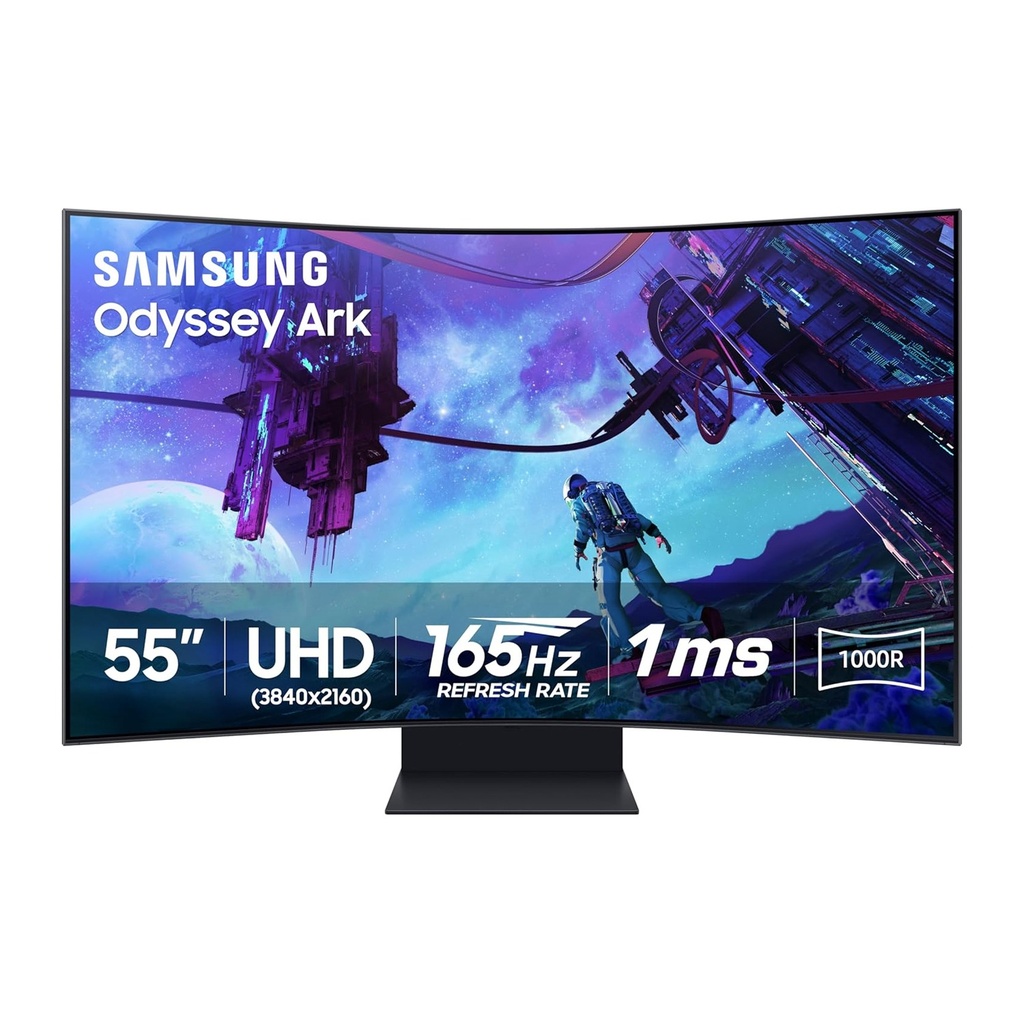 [NS028934] Samsung Odyssey Ark 2nd Gen. (G97NC) 55" 4K UHD (3840 x 2160), VA Panel, 1ms(GTG), 165Hz, 4 Input Multi View, Quantum Mini-LED, AMD FreeSync Premium Pro, HDMI 2.1, Adjustable HAS PIVOT Stand, 1000R Curved Gaming Monitor
