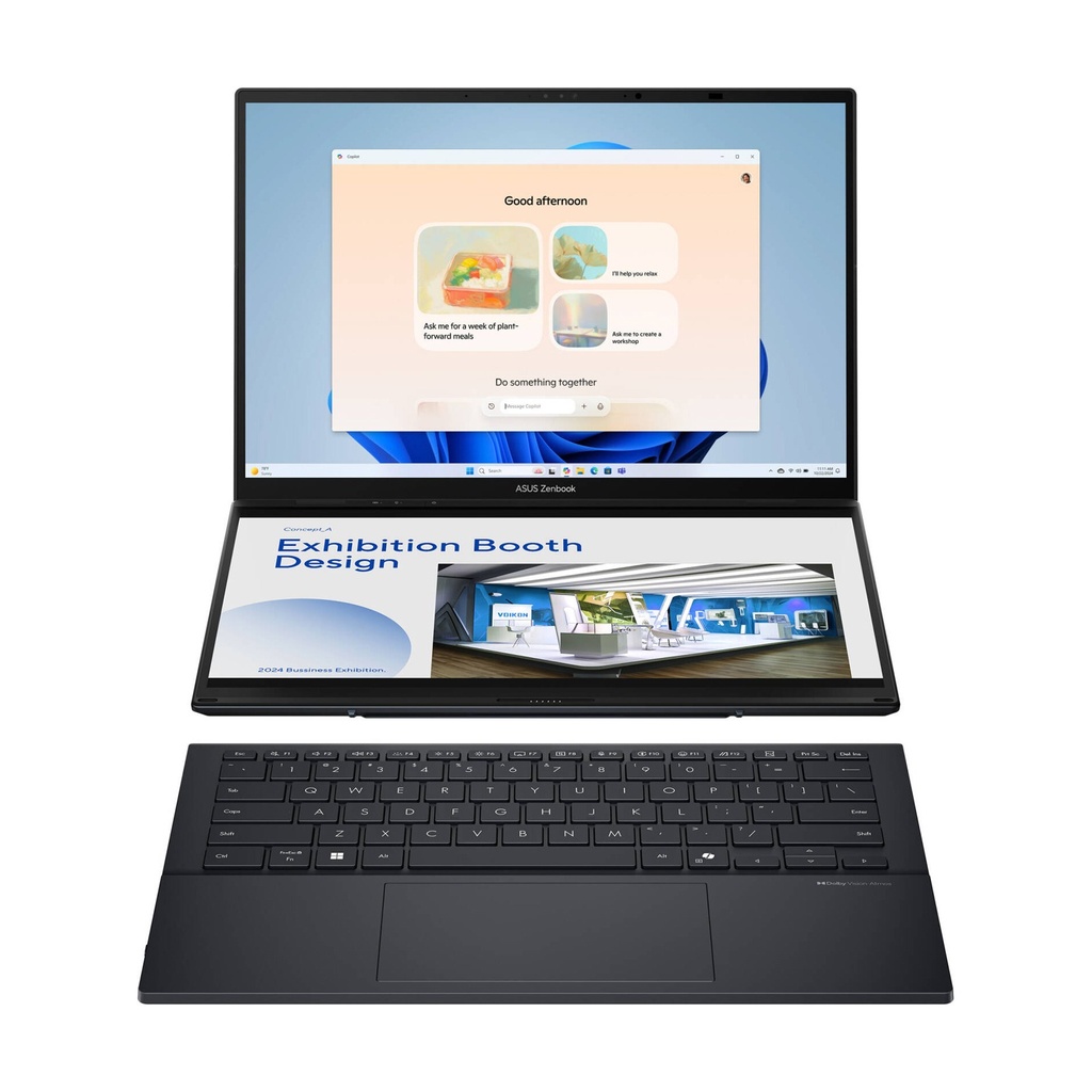 ASUS Zenbook DUO UX8406CA Laptop, 14" OLED Touch Display, Intel Core Ultra 9 285H, 32GB RAM, 2TB SSD, Intel Arc Graphics, Windows 11 Home, Inkwell Gray