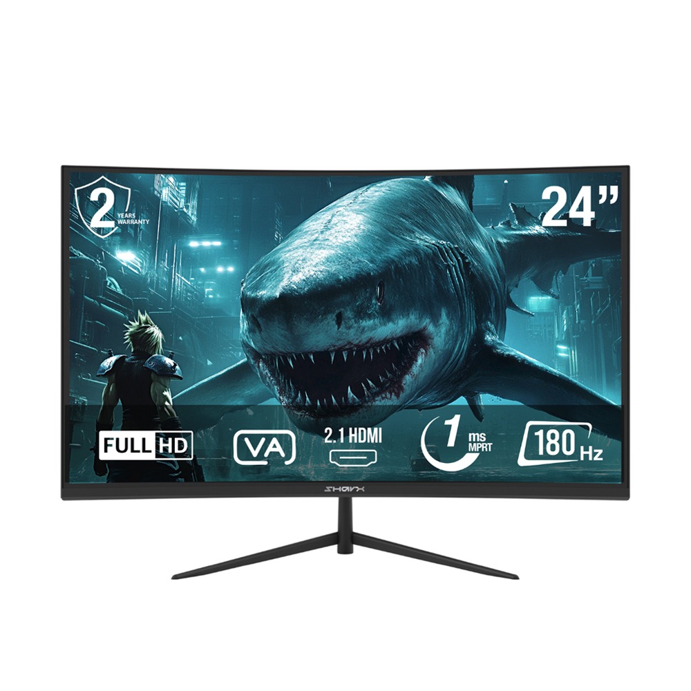 [NS027924] SharX Jaws 24F180VC 24" VA Panel FHD 180Hz 1ms HDMI 2.1 With AMD FreeSync & Nvidia G-Sync Compatibility Gaming Monitor