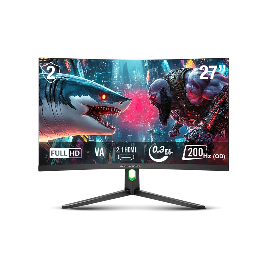SharX Jaws 27F200VC 27" VA Panel FHD 200Hz 0.3ms HDMI 2.1 With AMD FreeSync & Nvidia G-Sync Compatibility Curved Gaming Monitor - Black