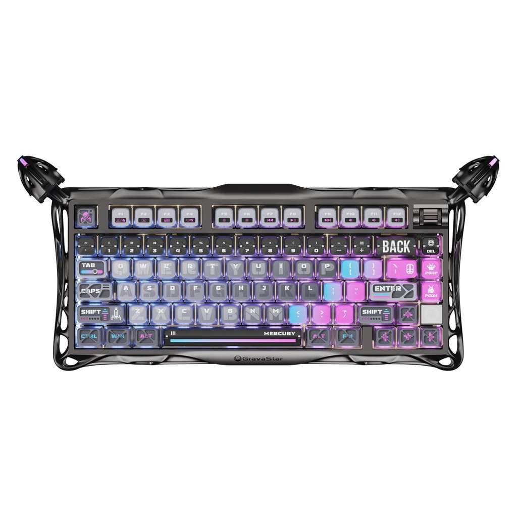 [NS031643] GravaStar Mercury K1 Pro 75% Wireless Mechanical Gaming Keyboard For Windows XP & Above/Mac-Cyberpunk