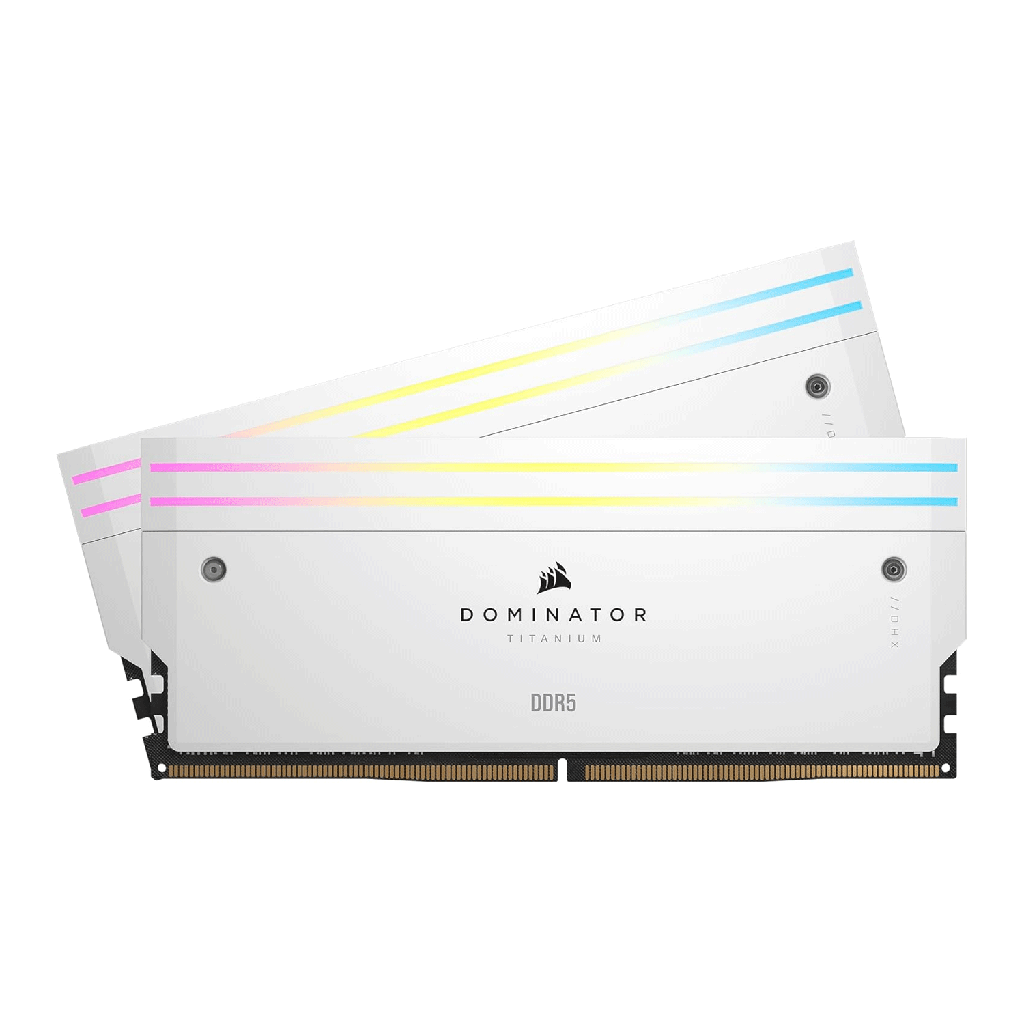 [NS028694] CORSAIR DOMINATOR® TITANIUM RGB 96GB (2x48GB) DDR5 DRAM 6400MT/s CL32 Intel XMP Memory Kit — White
