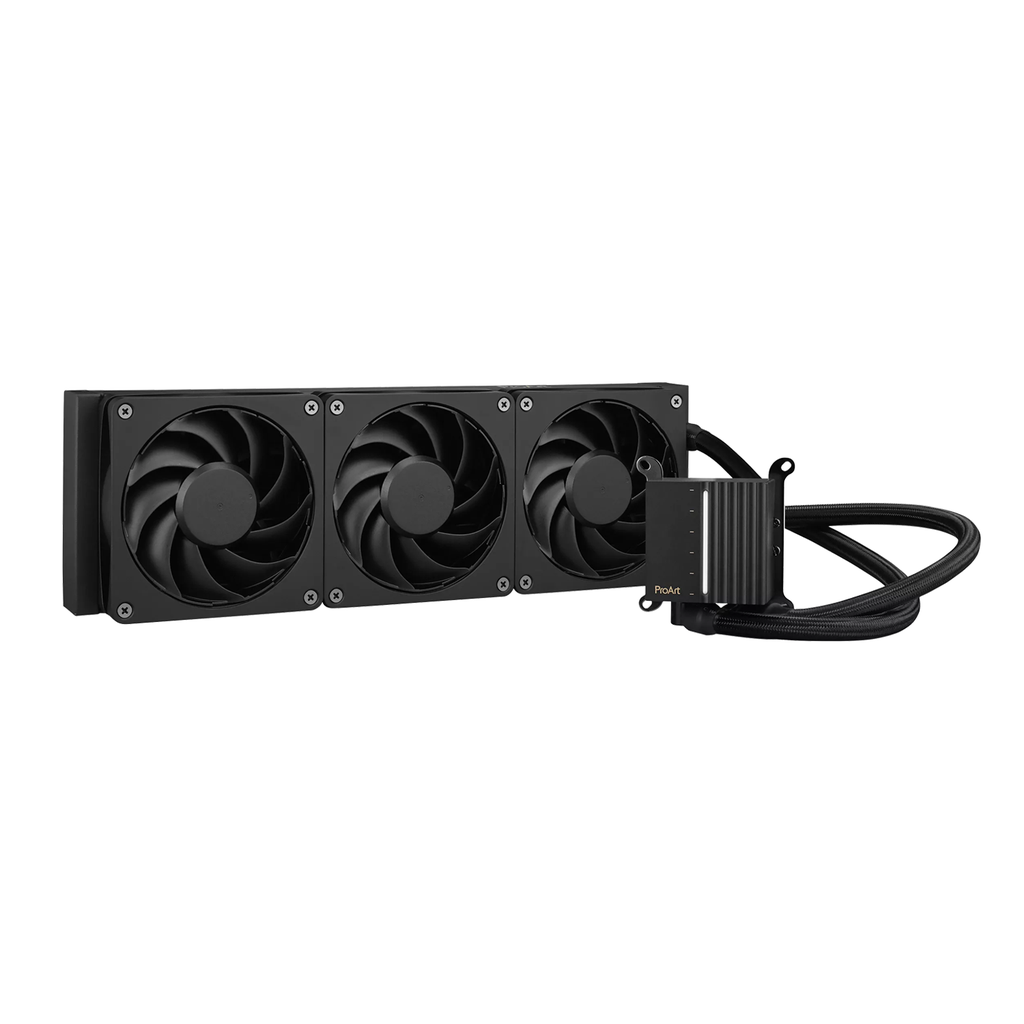 [NS027509] Asus ProArt LC 360 All-in-one CPU Liquid Cooler with illuminated System Status Meter and Three Matte Black Alphacool Apex Stealth Metal Power Fans