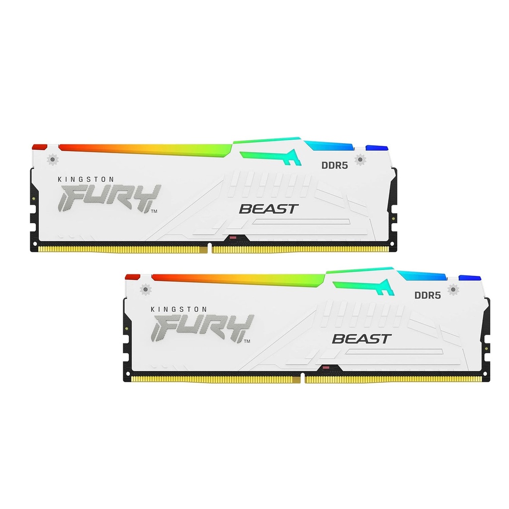 [NS030278] Kingston Fury Beast White RGB 32GB (2x16GB) 6000MT/s DDR5 CL30 DIMM Desktop Gaming Memory Kit of 2 AMD Expo/Intel XMP, White | KF560C30BWEAK2-32