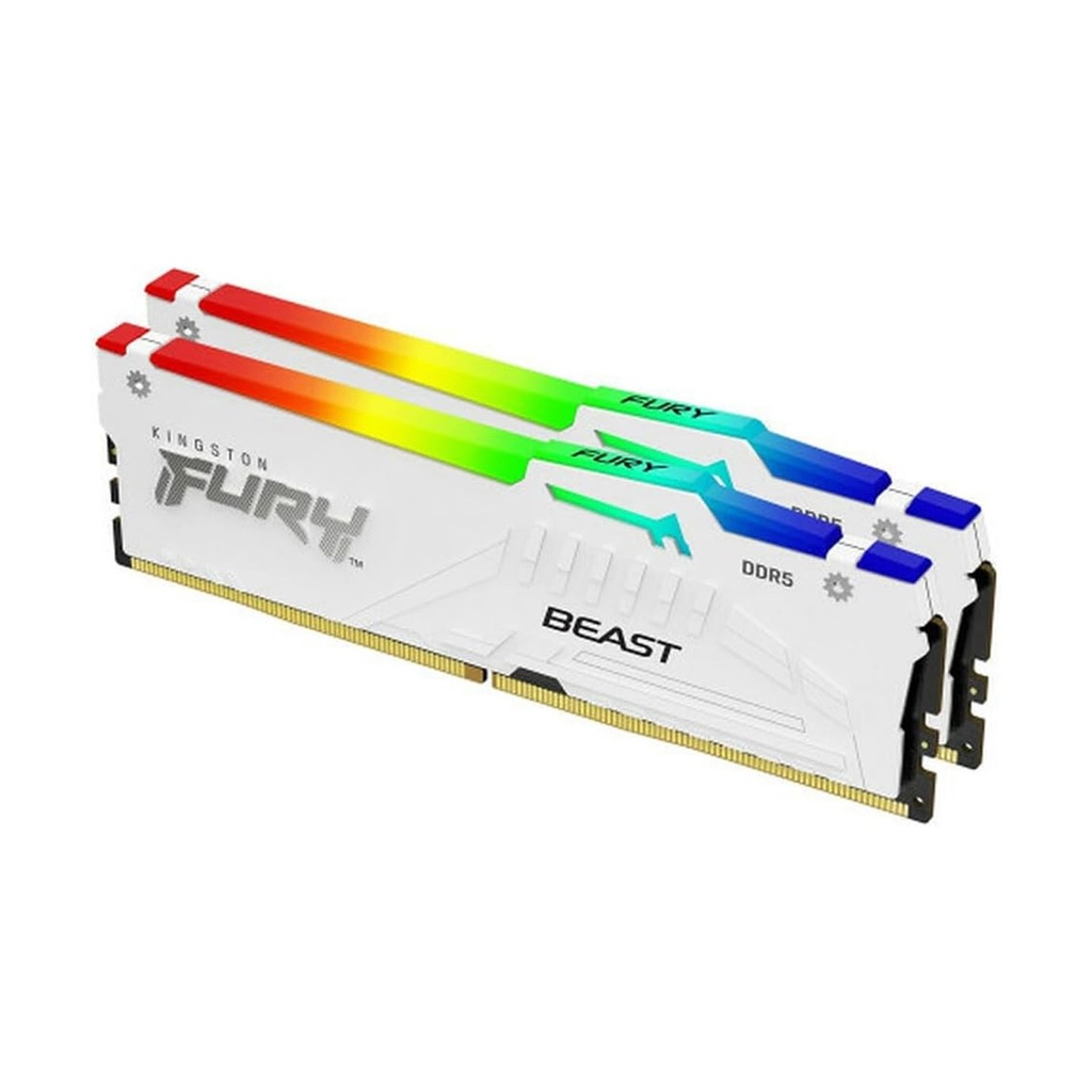 [NS030279] Kingston FURY Beast White RGB 64GB (2x32GB) 6000MT/s DDR5 CL30 DIMM Desktop Gaming Memory Kit of 2 AMD EXPO/Intel XMP, White | KF560C30BWEAK2-64