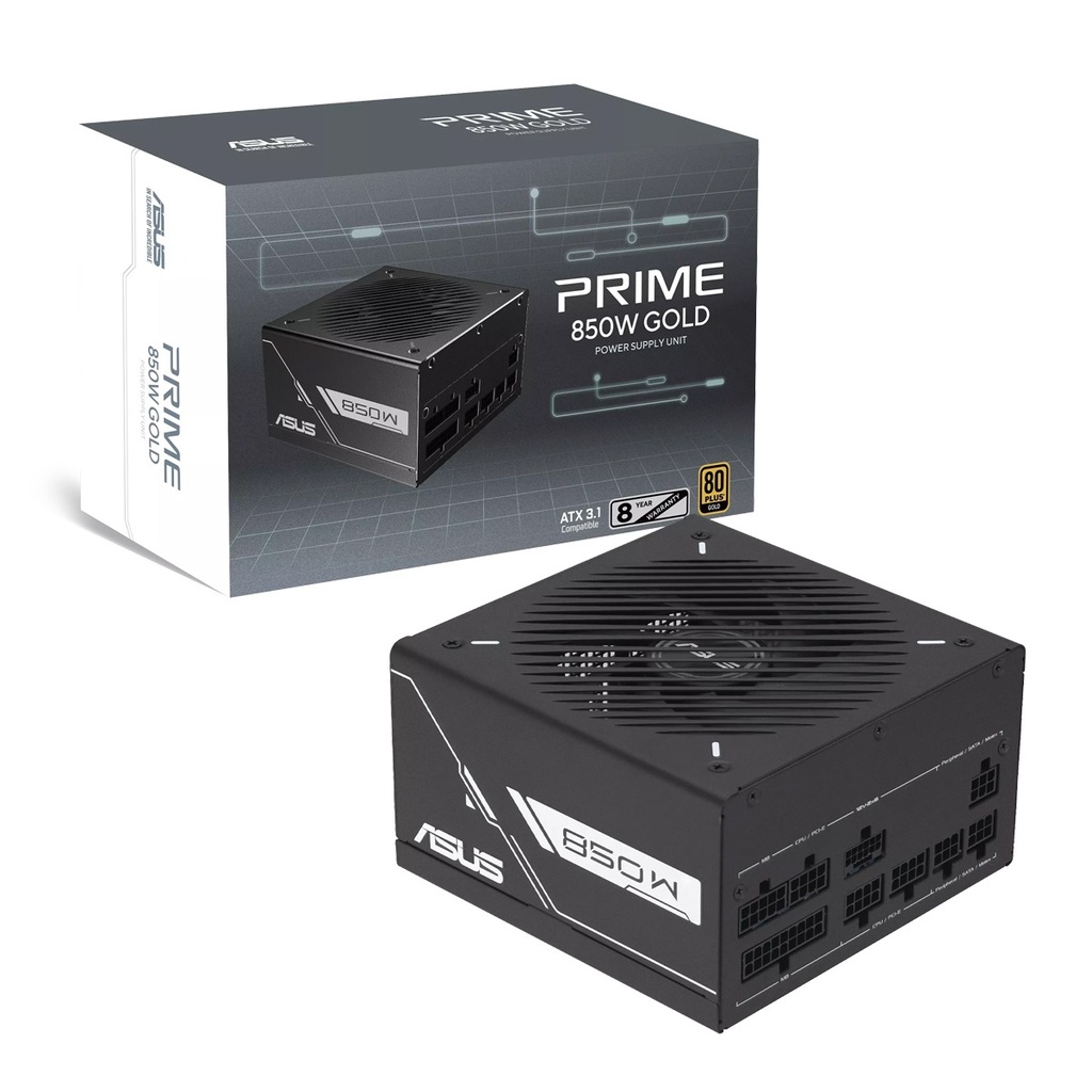 Asus Prime 80Plus Gold ATX 3.1 Compatible 850W Gaming Power Supply - Black