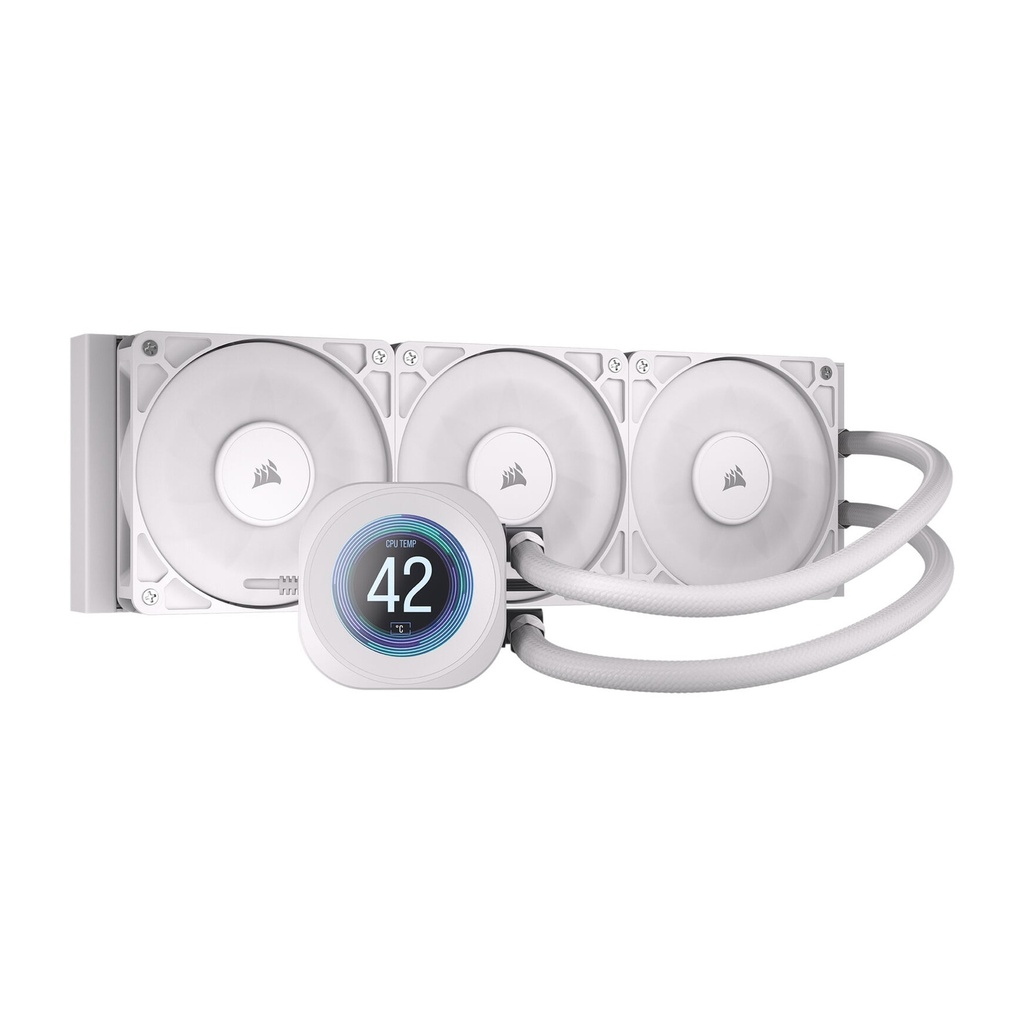 [NS032130] Corsair Nautilus 360 RS LCD Performance 360mm Liquid CPU Cooler - White