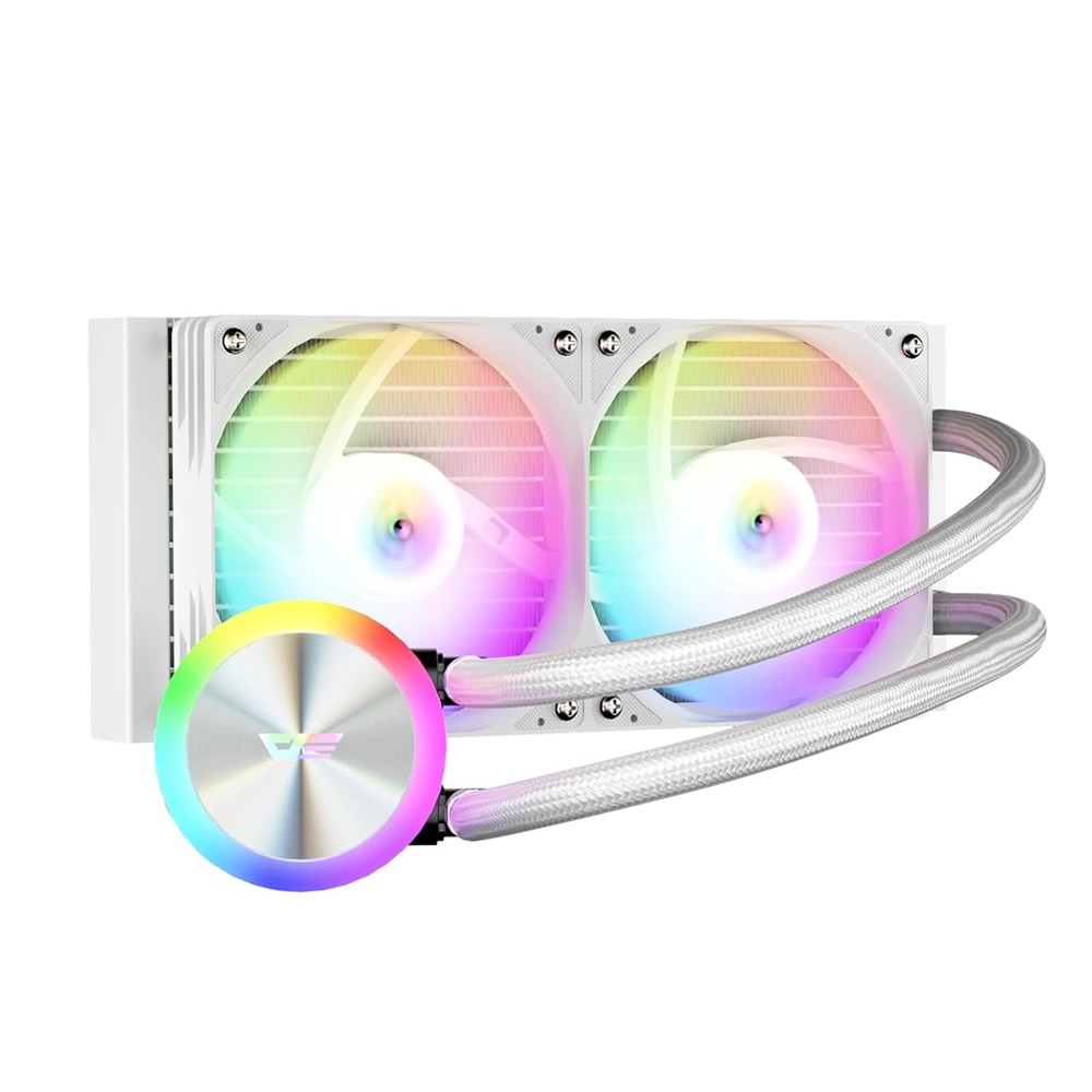 [NS032148] DarkFlash AquaGlow DG240 ARGB AIO 240mm Liquid CPU Cooler - White