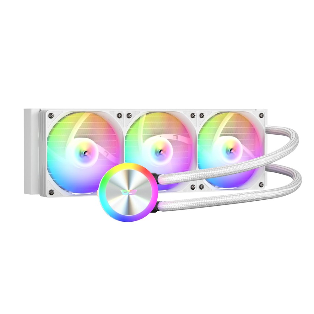 [NS032150] DarkFlash AquaGlow DG360 ARGB AIO 360mm Liquid CPU Cooler - White