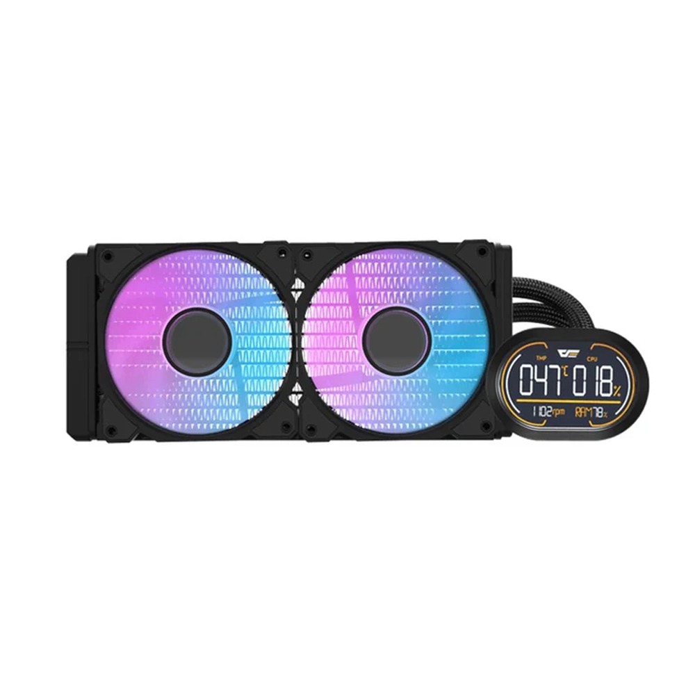 [NS031967] DarkFlash DH240D V1.2 ARGB 240mm AIO Liquid CPU Cooler with Segment LCD Screen - Black