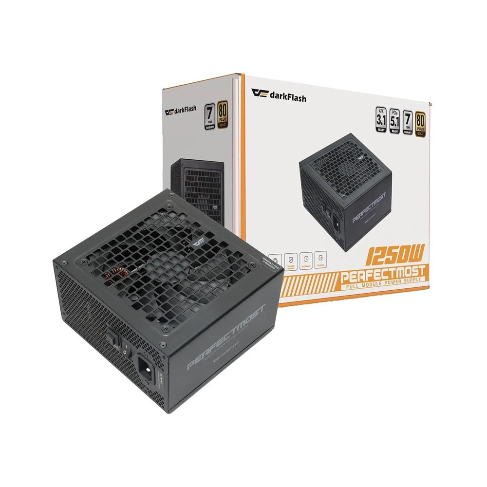 DarkFlash PMT1250 80 Plus Gold Fully Modular 1250W ATX 3.1 & PCIe 5.1 Power Supply - Black