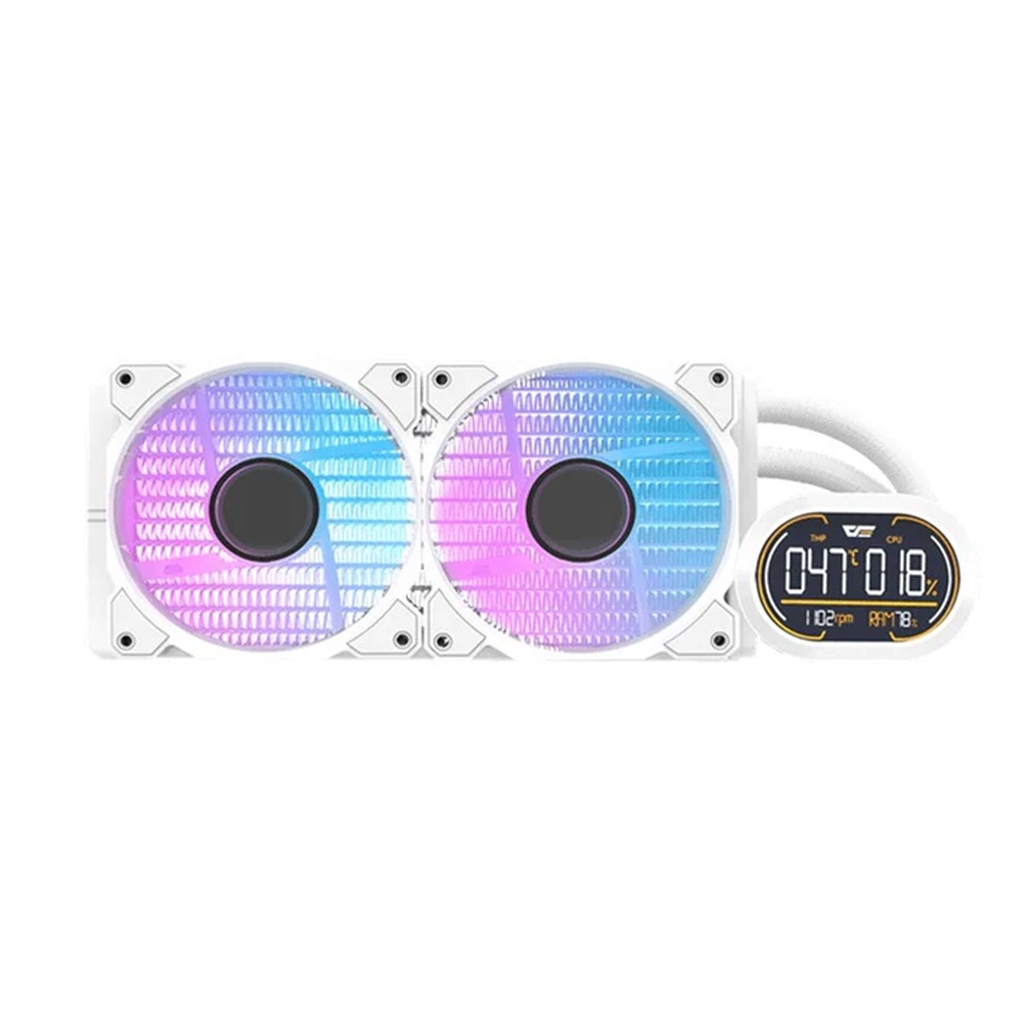 [NS031968] DarkFlash DH240D V1.2 ARGB 240mm AIO Liquid CPU Cooler with Segment LCD Screen-White