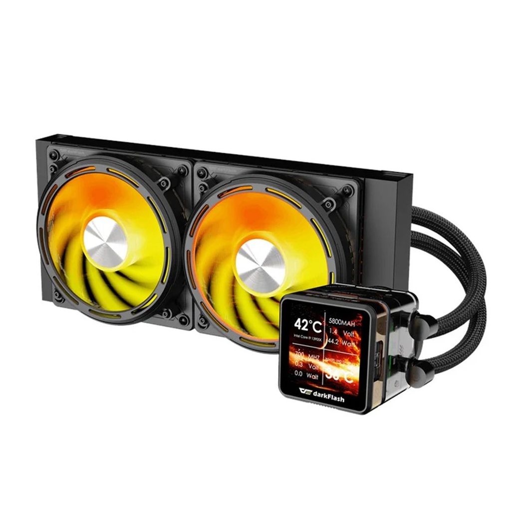 [NS031969] DarkFlash EXPLORE DE240 ARGB 240mm AIO Liquid CPU Cooler with 2.88" LCD Screen - Black